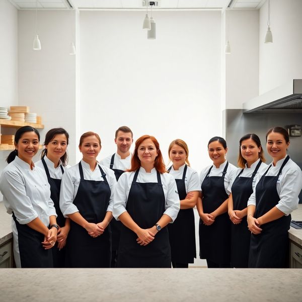 Vividgforge catering team in a bright commercial kitchen